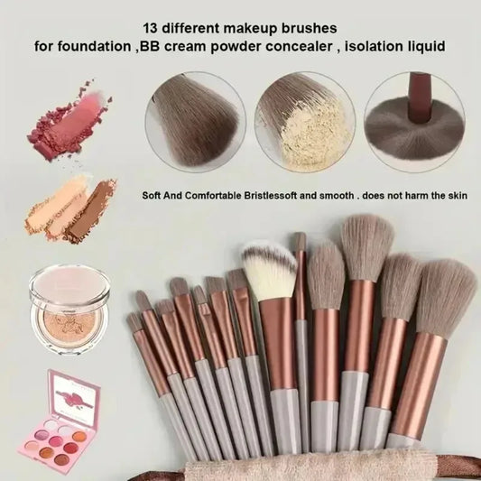 Professional 13 Pcs Soft Fluffy Makeup Brushes - Eye Shadow, Foundation, Powder, Blush Blending, Women’s Tools