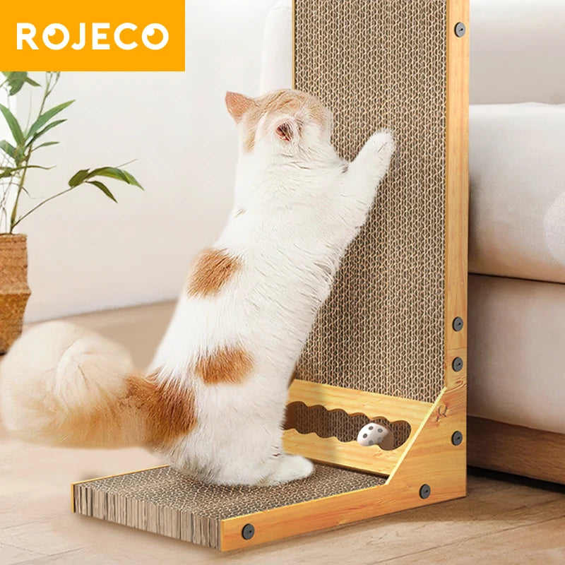 L-Shaped Cat Scratcher Board - Corrugated Claw Grinding Mat