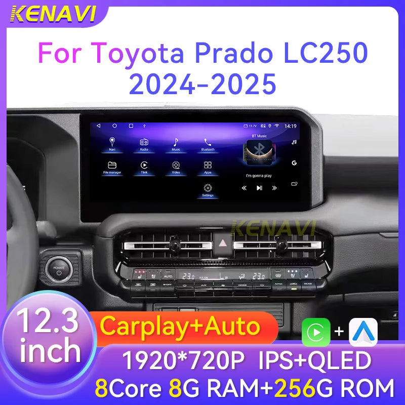 12.3" Car Stereo with Apple CarPlay & Android Auto, Compatible with Toyota Prado LC250 (2024-2025)