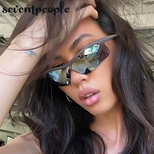 Semi-Rimless Cycling Sunglasses — One-Piece Windproof Lens