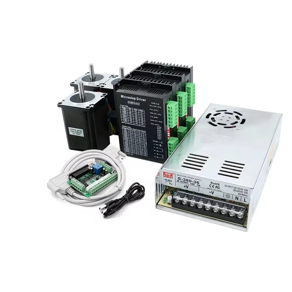 HLTNC 3 4 Axis Kit CNC Nema 23 2.2N 82mm Stepper Motor Driver TB6600 DM542 DM556 USB LPT mach3 Controller + 350W 36V power PSU