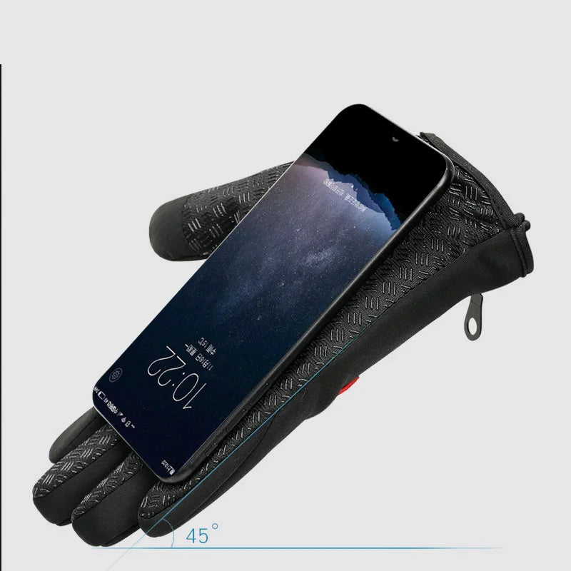 Unisex Touchscreen Winter Gloves, Windproof Zipper Gloves