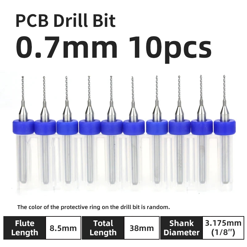 TOOLEYE 10pcs PCB Drill Bit Set Micro Drills Printed Circuit Board 1/8" Shank Mini CNC Drill Bits 0.1-3.175mm Drilling Tools