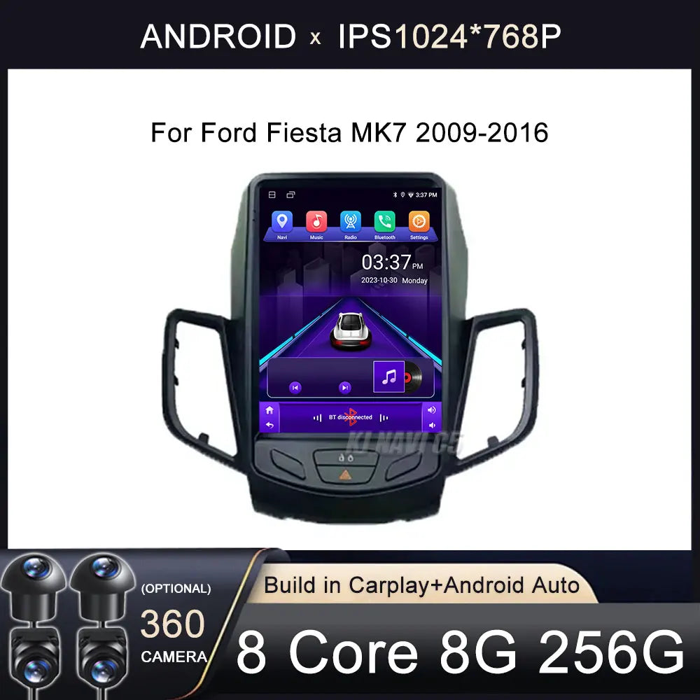 Android 16 Carplay For Ford Fiesta MK7 2009-2016 Car Radio Multimedia Stereo Player WiFi GPS Navigation NO DVD