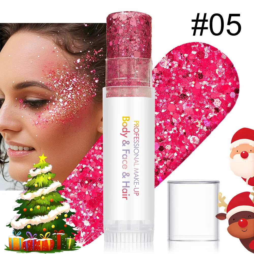 Body and Facial Glitter with Long-Lasting Shine, Suitable for Holiday and Christmas Party Makeup