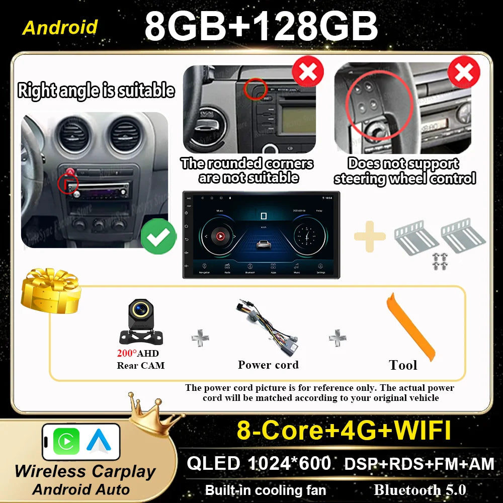 7" Car Stereo with Apple CarPlay & Android Auto, Compatible with Seat Ibiza (2000-2007)