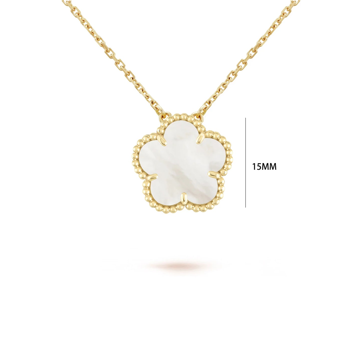 Five-Petal Flower Pendant Necklace — Natural Stone, 7 Colors