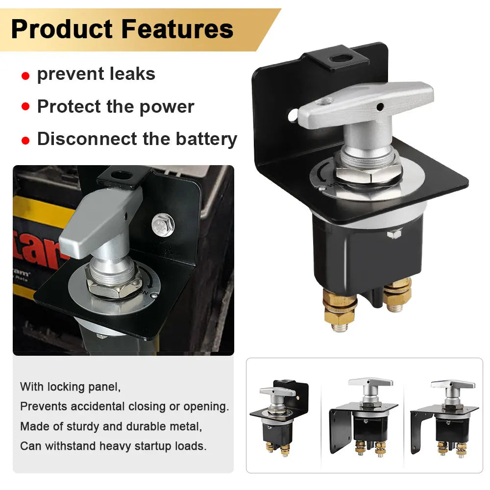 1500A Battery Circuit Cutter Disconnecter Isolator Heavy Duty Battery Kill Mass Switch With Keyhole For RV Camper Van Truck Boat