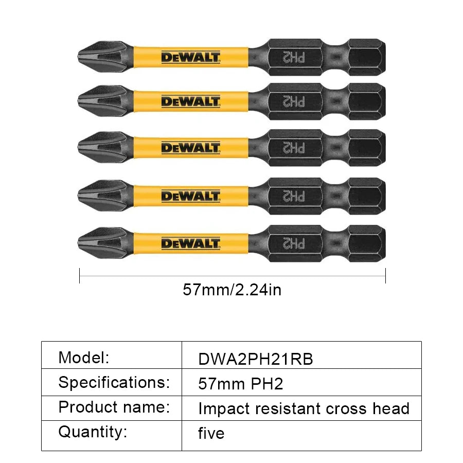 DEWALT PH2 Impact Screwdriver Bits 57mm, 10 Pc Phillips Set