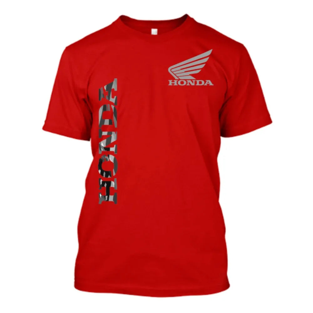 Honda Men's and Women's T-shirt Personality Tee Summer Casual Motorcycle Riding Off-road Short-sleeved Spring Racing Brand Top