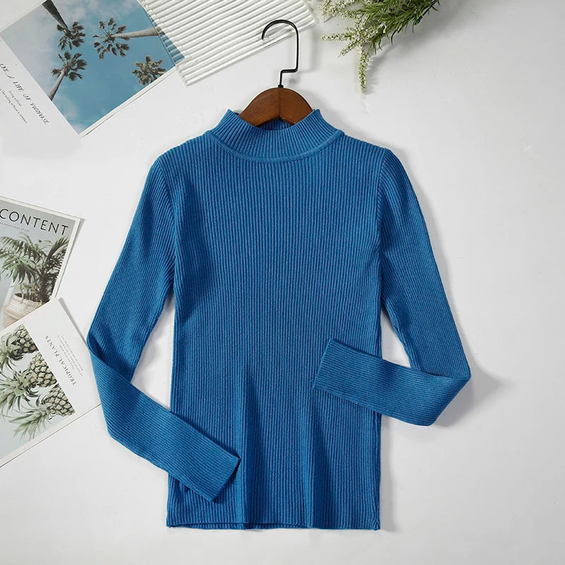 Women's Soft Turtleneck Sweater — Cotton Blend Knit