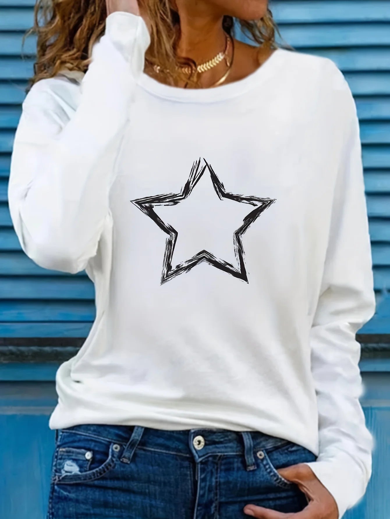 Women's 100% Cotton Slim Long Sleeve T-Shirt – White Basic Tee, Thin Casual Top