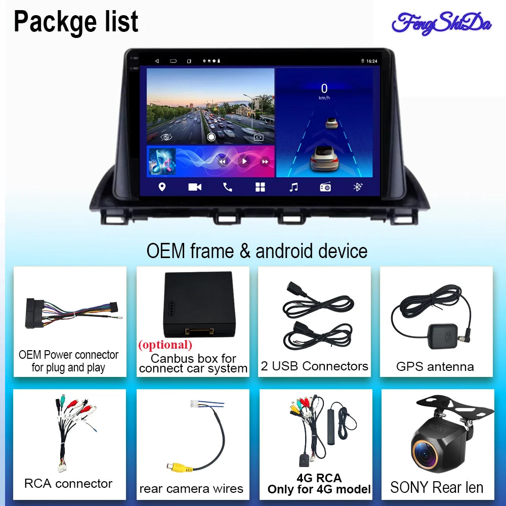 Car Multimedia Android For Mazda 3 Axela 2014-2017 2018 2019 Head Unit Player Navigation GPS Atuo Carplay WIFI 5G No 2din DVD BT