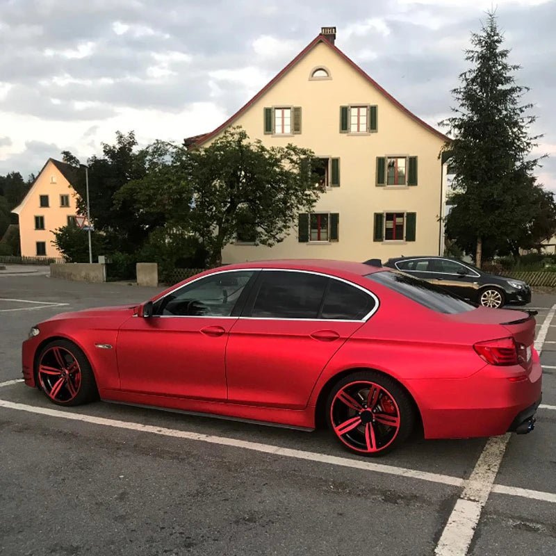Premium Red Satin Chrome Matte Metallic Vinyl Film Car Wrap Foil with Air Release Self Adhesive Decal Sticker