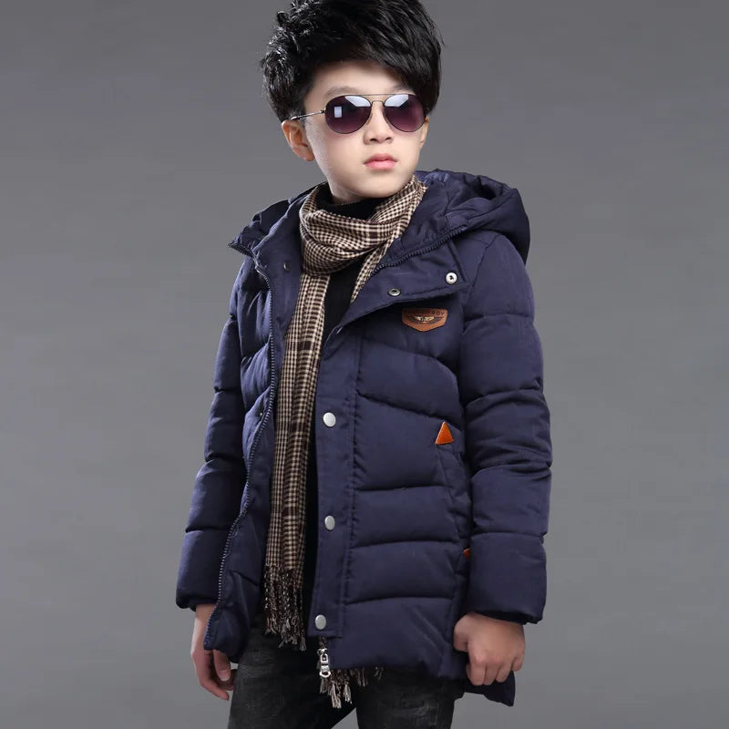 Kids Hooded Puffer Coat with Fur Collar - Mid-Length Winter Jacket - photo 3