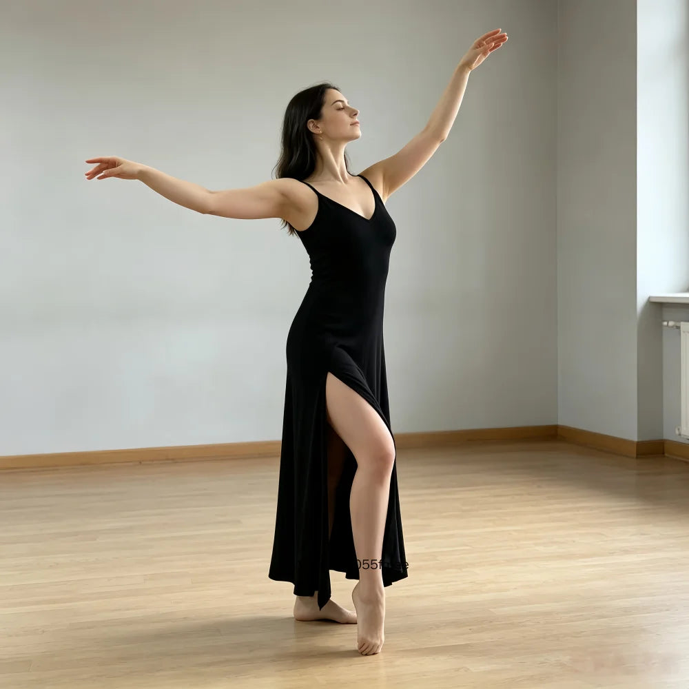 Women's red long standard ballroom dress