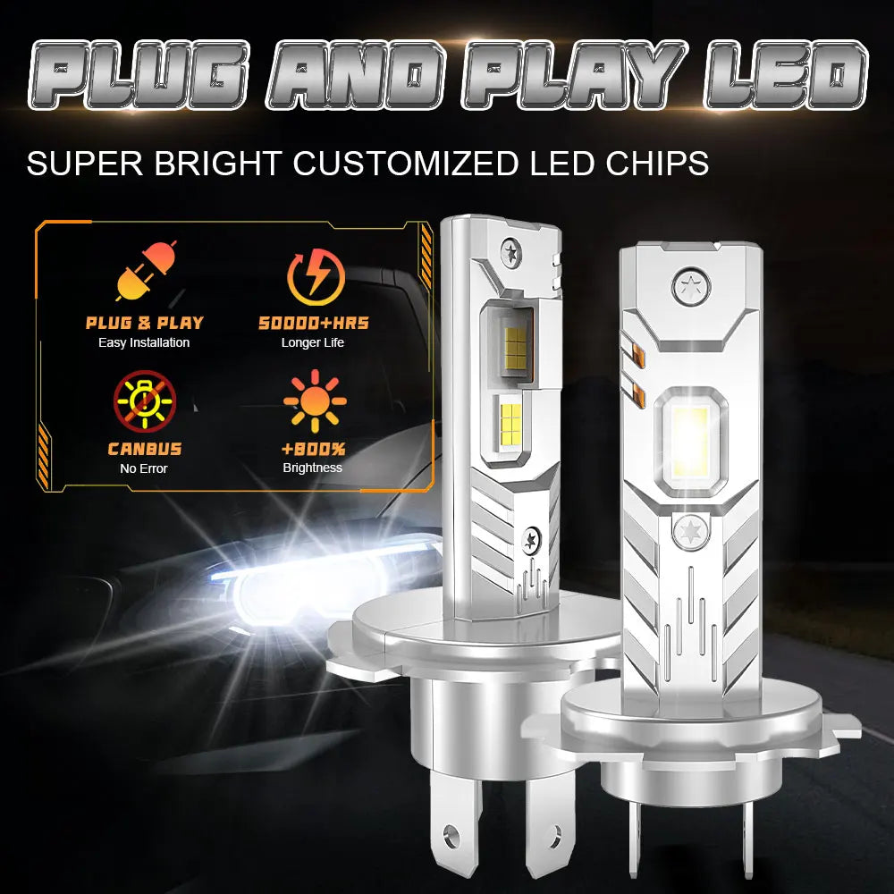 H7 H4 H1 LED Lights for Car Headlight Bulb 1000000LM Mini Wireless Auto Lamp +800% Bright Spotlights Automobile LED Headlamp 12V