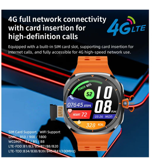 Upgrade Android 13.0 Smart Watch Ultra 4G/5G Smartwatch With 190° Rotary Camera GPS WIFI Sim Card Slot Compass App Download