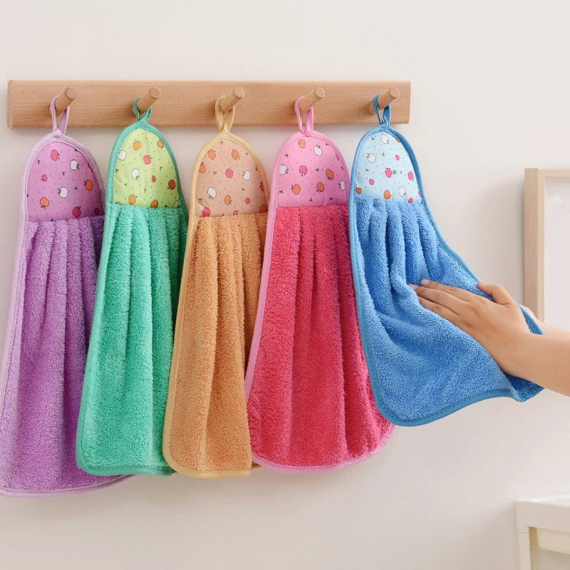 Coral Fleece Hand Towels - 4 Pack Quick-Dry Kitchen Cloths