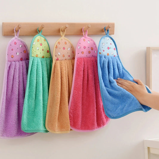 Coral Fleece Hand Towels - 4 Pack Quick-Dry Kitchen Cloths