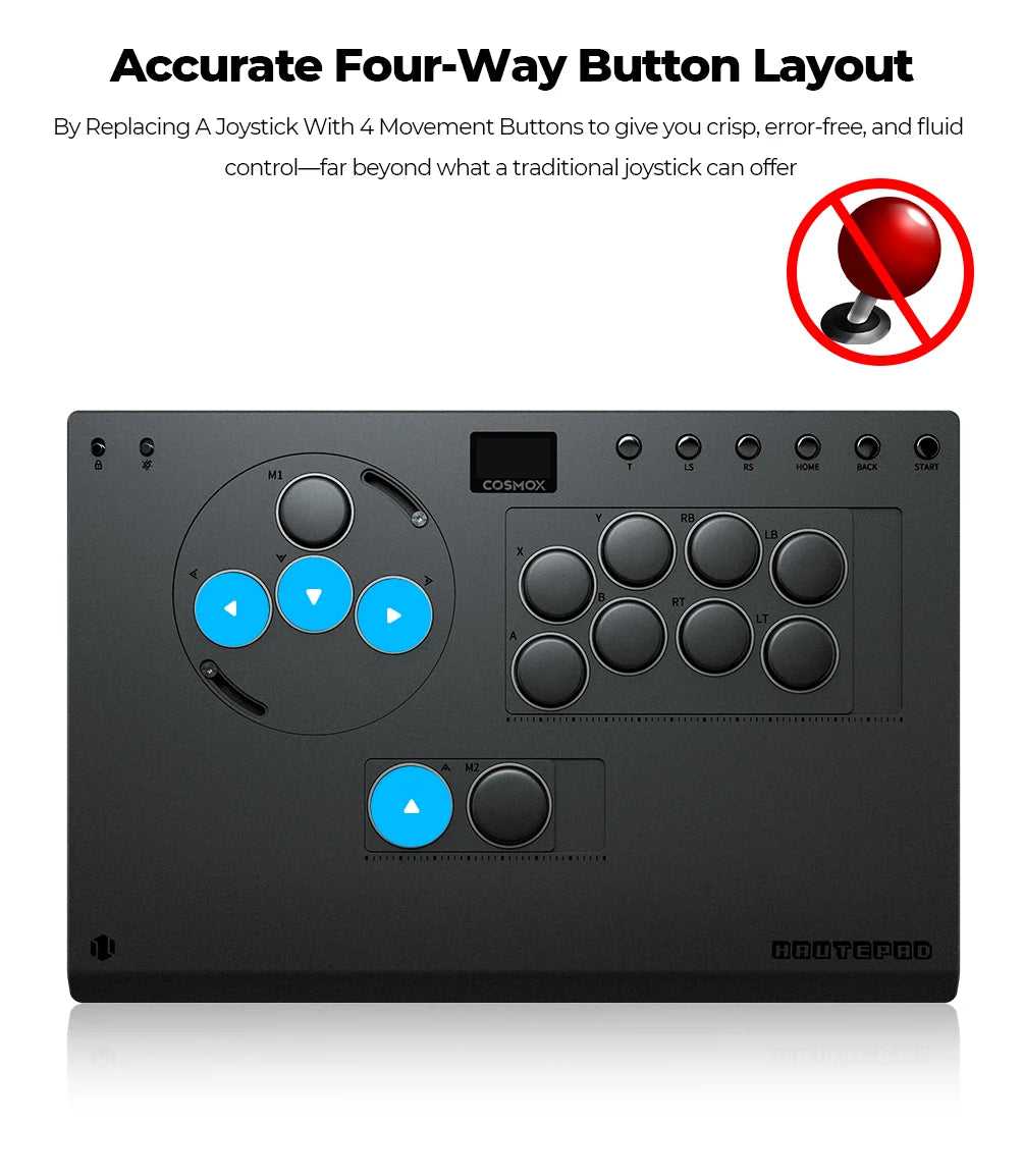 Haute42 X-Move Aluminium Alloy Hitbox Leverless Controller Stickless Fightstick For PC/PS4/PS5 Arcade Game Controller Joystick