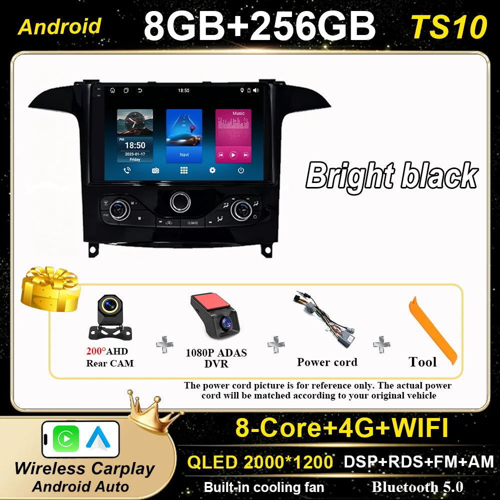 Android 16 For Ford S Max S-MAX 2006-2015 For Ford Galaxy 2014 Auto Multimidia Video Player Carplay Radio Stereo  Car Dvd WIFI