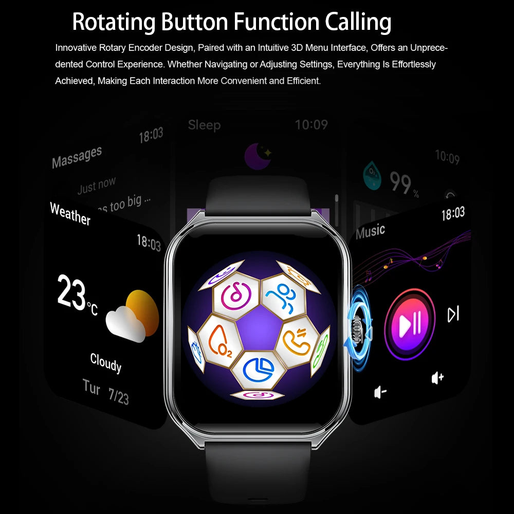 2026 New Smartwatch 1.96 inch Ultra-thin Bluetooth Call Health Monitor IP68 Waterproof 100 Sport Smart Bracelet For Android iOS