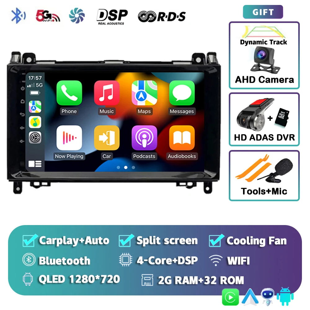 Android 16 For Benz Sprinter Volkswagen Crafter 2006 - 2016 2K QLED Android Car Radio Multimedia Video Player GPS stereo CarPlay