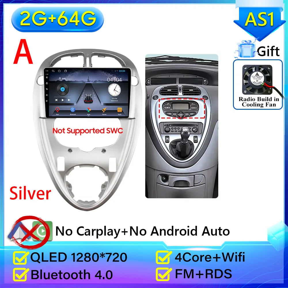 For Citroen Xsara Picasso 1999-2010 Car Radio Carplay Multimedia Player Screen GPS Navigation Android Auto Video Wifi No 2din 2K