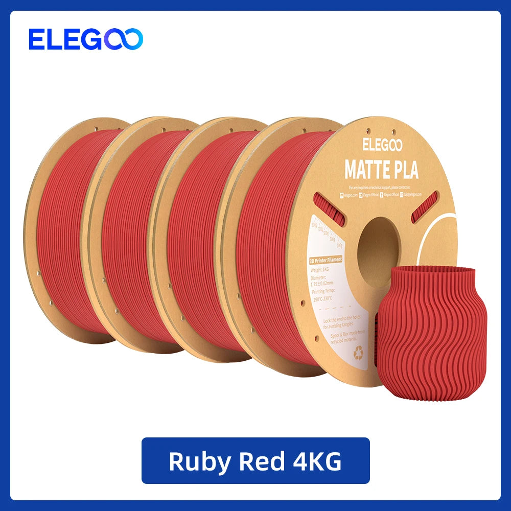 ELEGOO Matte PLA Filament 1KG,1.75mm FDM 3D Printer Filament Dimensional Accuracy +/- 0.02mm, 1kg Carboard Spool (2.2lbs)