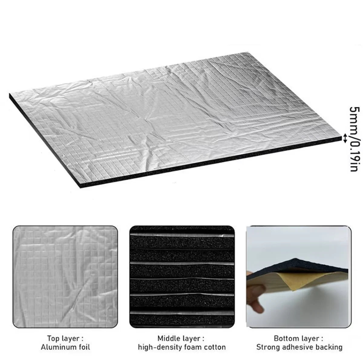 Car Sound Deadening Mat, 5 mm Foil-Faced Foam - 10 Sheets - view 3