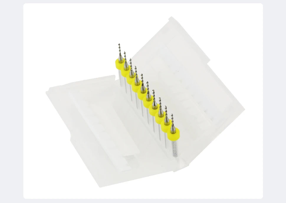 TOOLEYE 10pcs PCB Drill Bit Set Micro Drills Printed Circuit Board 1/8" Shank Mini CNC Drill Bits 0.1-3.175mm Drilling Tools