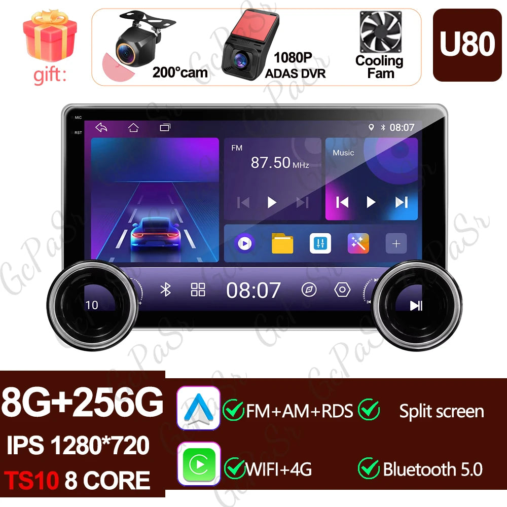 Universal 10" Android Car Stereo — CarPlay, Android Auto, GPS Navigation, Multimedia Player