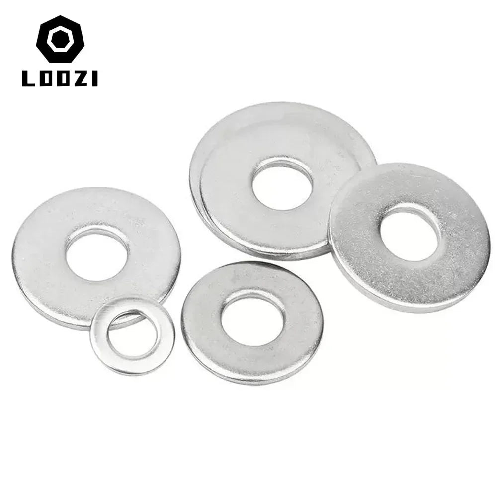 304 Stainless Steel Flat Washer M1.6 M2 M2.5 M3 M4 M5 M6 M8 M10 M12 M14-M22 Metal Gasket Meson Sealing Plain Washers Spacer Shim