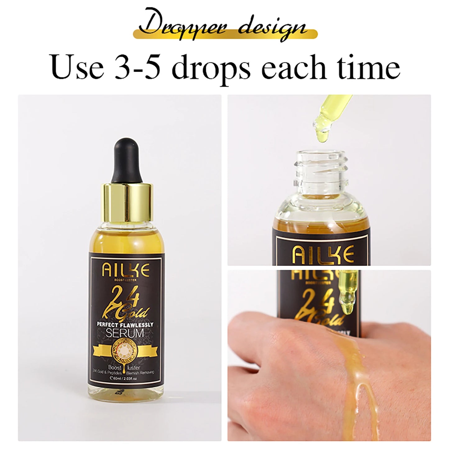 AILKE 24K Glod Flawlessly Skin Care Set, Whitening, Reduce Dark Spots, Pigmentation, Wrinkles, Moisturize, For All Skin Types