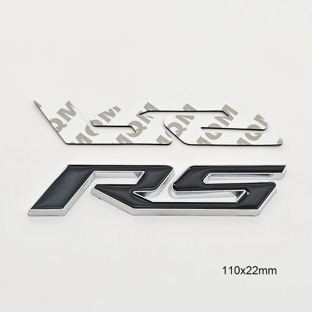 3D Metal RS logo Car Sticker Front Grill Emblem Trunk Badge Decals For Chevrolet Blazer Aveo Trax Cruze Sonic Onix Accessories
