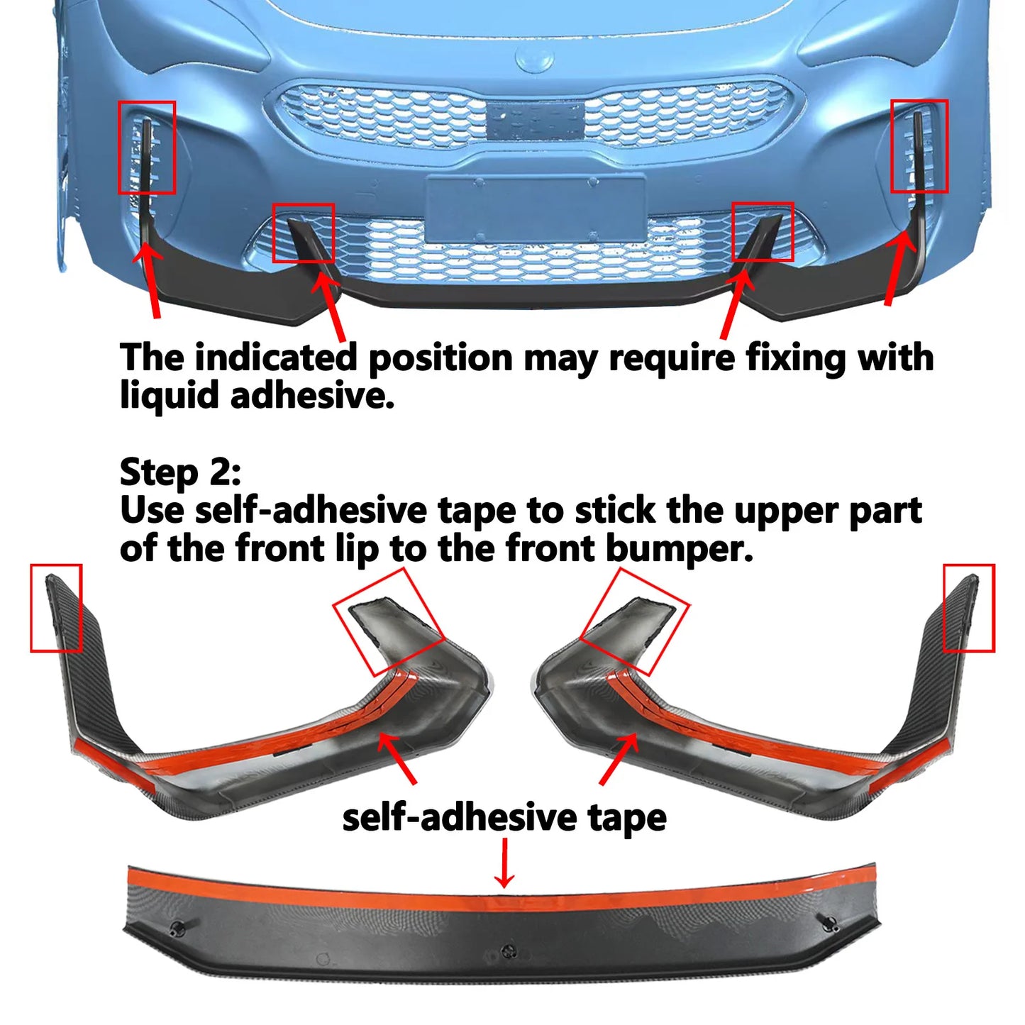 For Kia Stinger 2026-2026 A Set Of Front Bumper Lip Ad Style Car Accessories Carbon Fiber Painted Glossy Black Body Kit
