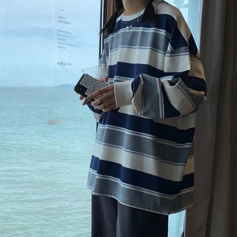 Women T shirts four seasons Woman clothing Y2k Top Sweatshirt 2026 korean Fashion Long Sleeves Tee Loose Couple Graphic T-shirt