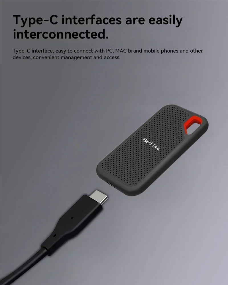 Portable SSD 1TB Original High Speed Hard Disk 4TB External Hard Drive 256TB USB3.1 Solid State Disk for Laptop/Phone/MAC/PC