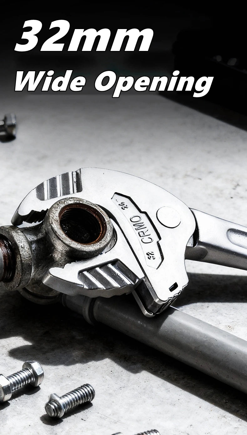 Self-Locking Spring Ratchet Wrench Heavy-Duty Industrial Crab Claw Wrench Adjustable Wide Jaw for Automotive Pipe Manufacturing