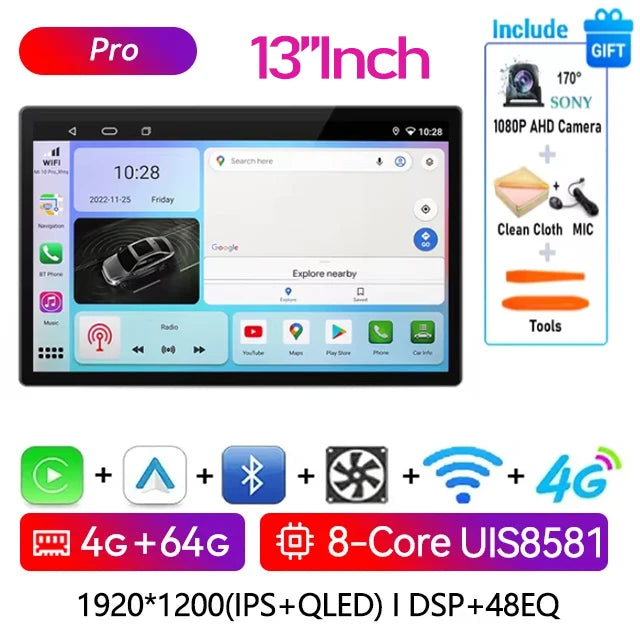 13 Inch Android 15 For VW Volkswagen Passat B7 B6 CC 2007-2015 Wireless Carplay Stereo Head Unit 2DIN Screen Car Radio Multimedi