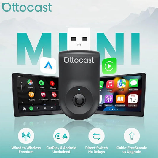 Mini 2-in-1 Wireless CarPlay & Android Auto Adapter (One-Key Disconnect)
