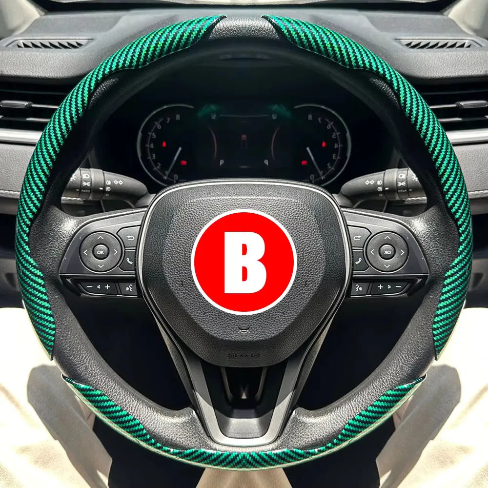 3PCS Car Steering Wheel Cover Warm Winter 38cm Round Steery Wheel Universa Glossy Laser Carbon Fiber Auto Interior Accessories