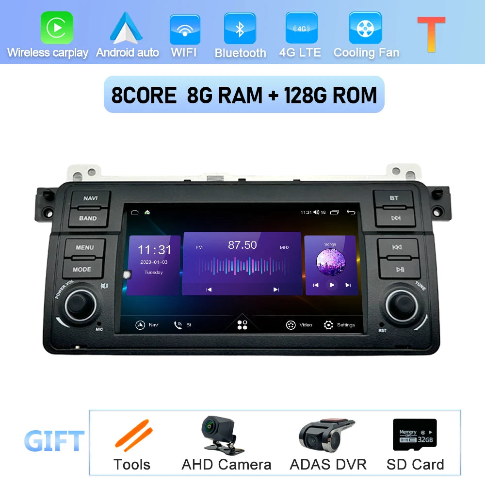 Car Stereo with Apple CarPlay & Android Auto, Compatible with BMW 3 Series E46 (1999-2005)