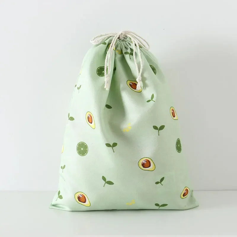 Cute Cotton Travel Storage Bag Drawstring Bag Dustproof Clothes Socks Cosmetic Packaging Organizer Drawstring Pocket
