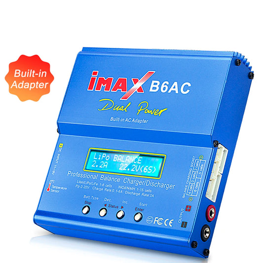 iMAX B6AC 80W 6A Lipo Charger Balancer For Nimh Nicd Lipo LiFe Li-ion Pb Battery LCD Screen Display RC Charger Discharger XT60