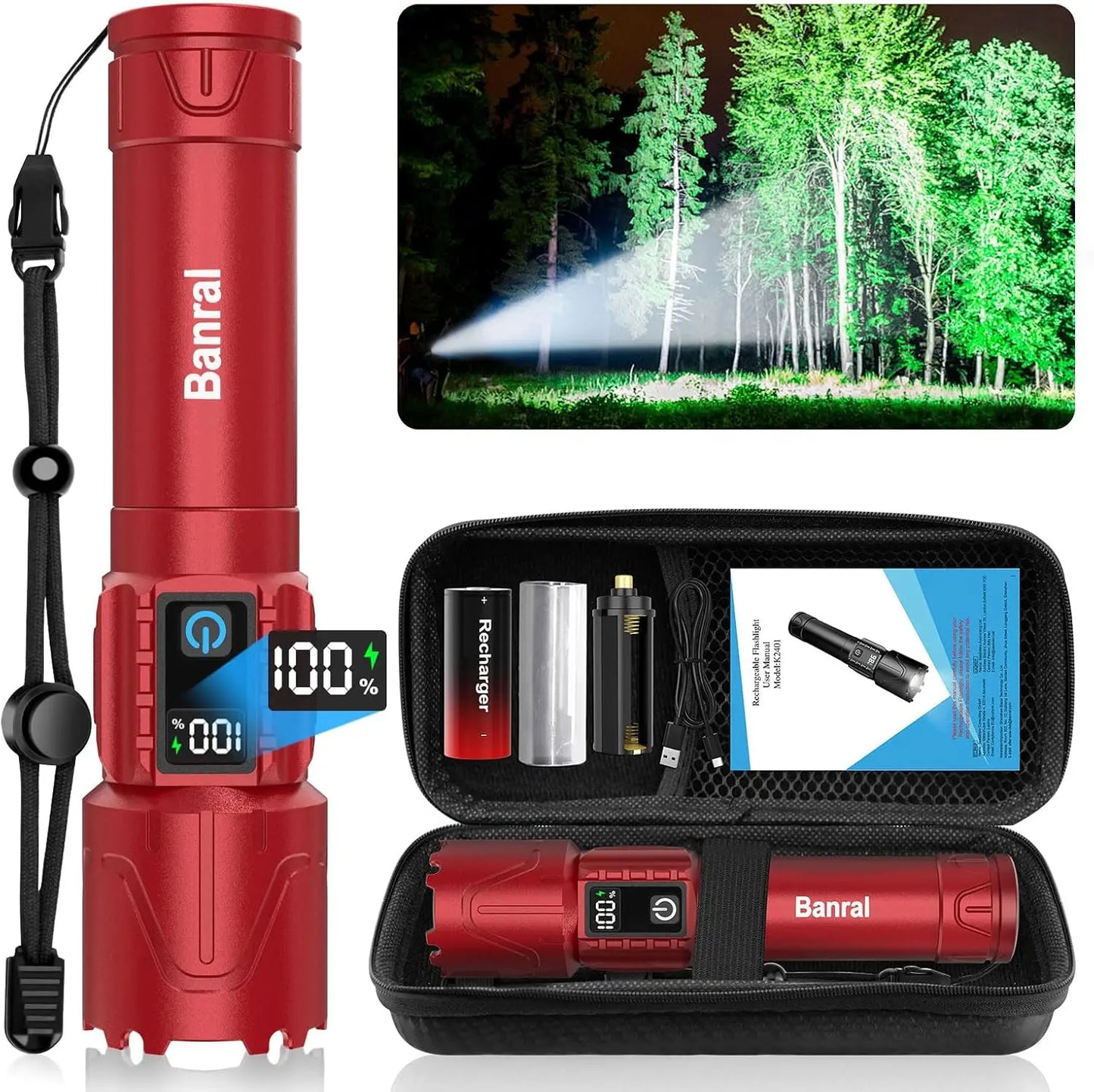 Rechargeable Flashlights High Lumens - Super Bright LED Tactical Flash Light, Powerful Waterproof Handheld USB C Flashlight for