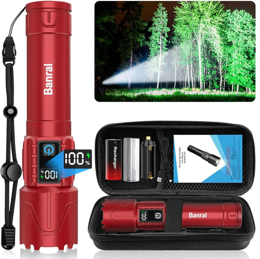 Rechargeable Flashlights High Lumens - Super Bright LED Tactical Flash Light, Powerful Waterproof Handheld USB C Flashlight for