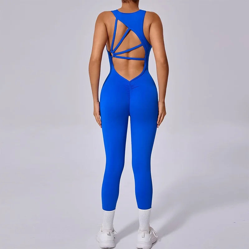 Cloud Rise Open-Back Yoga Jumpsuit — One-Piece Workout Romper