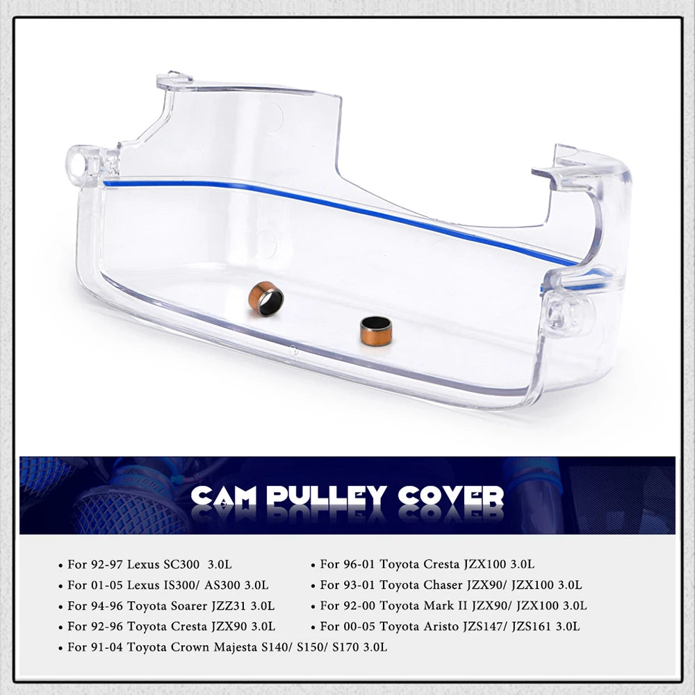 Clear Timing Belt Cover & Cam Pulley Kit for Toyota 2JZ / Lexus 3.0L Non-VVTi